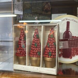 Cranberry tree candles set of three